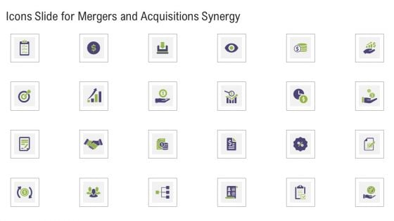 Icons Slide For Mergers And Acquisitions Synergy Mergers And Acquisitions Synergy Ppt Portfolio Information PDF