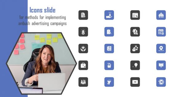 Icons Slide For Methods For Implementing Ambush Advertising Campaigns Ideas PDF