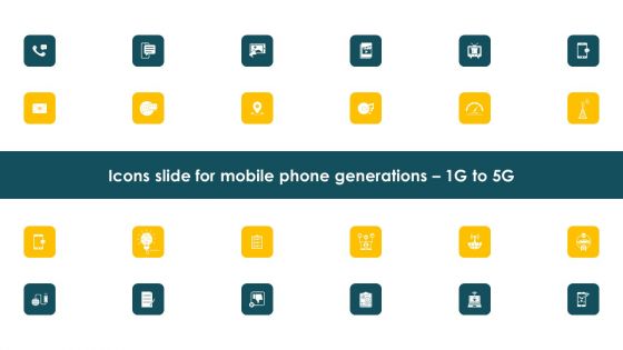 Icons Slide For Mobile Phone Generations 1G To 5G Brochure PDF