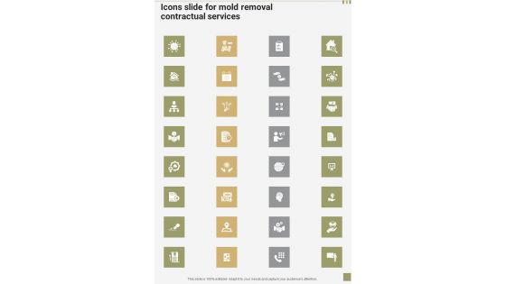 Icons Slide For Mold Removal Contractual Services One Pager Sample Example Document Icons Slide For Mold Removal Contractual Services One Pager Sample Example Document