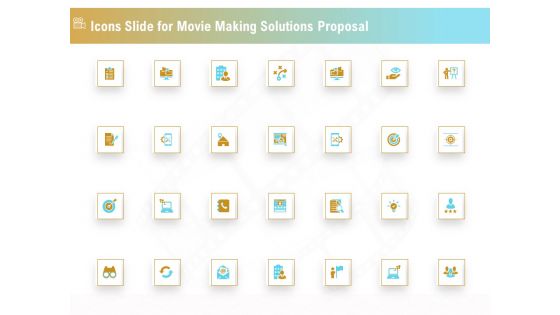 Icons Slide For Movie Making Solutions Proposal Ppt Outline Display PDF