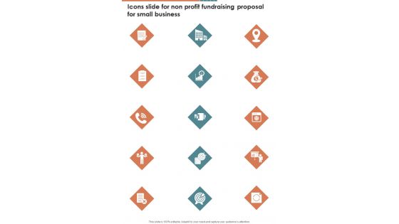 Icons Slide For Non Profit Fundraising Proposal For Small Business One Pager Sample Example Document Icons Slide For Non Profit Fundraising Proposal For Small Business One Pager Sample Example Document