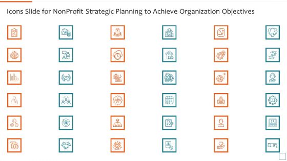 Icons Slide For Nonprofit Strategic Planning To Achieve Organization Objectives Elements PDF