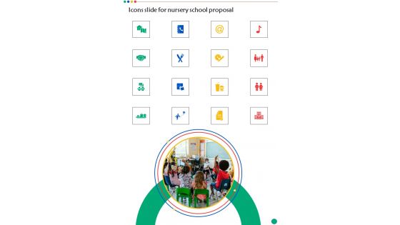 Icons Slide For Nursery School Proposal One Pager Sample Example Document Icons Slide For Nursery School Proposal One Pager Sample Example Document