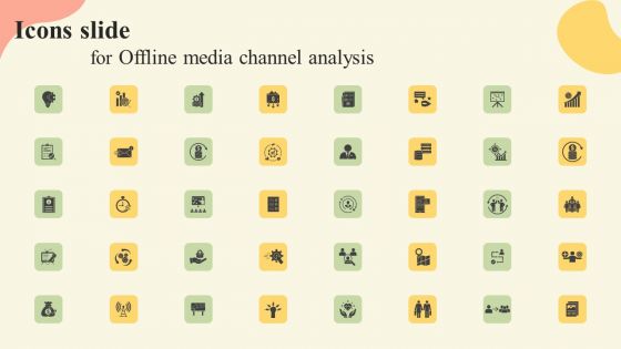 Icons Slide For Offline Media Channel Analysis Brochure PDF