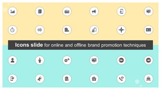 Icons Slide For Online And Offline Brand Promotion Techniques Mockup PDF