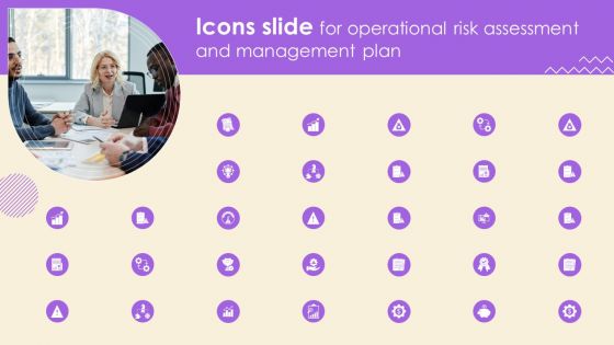 Icons Slide For Operational Risk Assessment And Management Plan Professional PDF