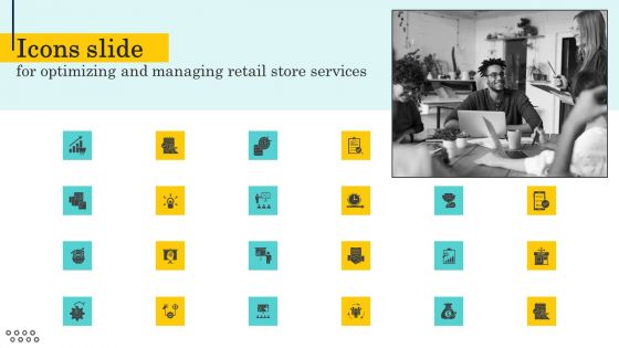 Icons Slide For Optimizing And Managing Retail Store Services Mockup PDF