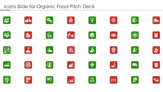 Icons Slide For Organic Food Pitch Deck Ppt Gallery Gridlines PDF