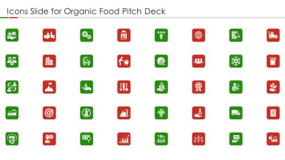 Icons Slide For Organic Food Pitch Deck Ppt Gallery Gridlines PDF