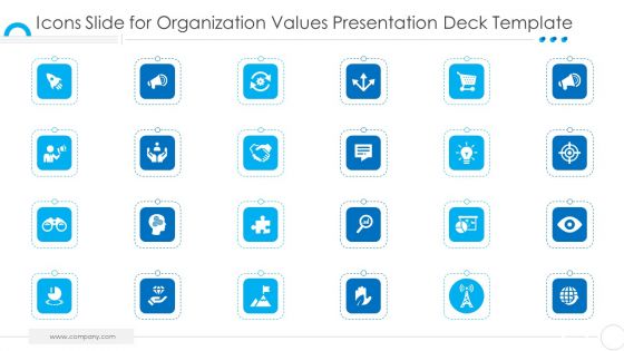 Icons Slide For Organization Values Presentation Deck Template Guidelines PDF