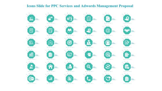 Icons Slide For PPC Services And Adwords Management Proposal Mockup PDF