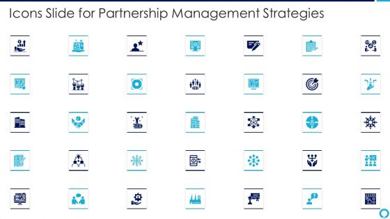 Icons Slide For Partnership Management Strategies Brochure PDF
