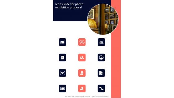 Icons Slide For Photo Exhibition Proposal One Pager Sample Example Document