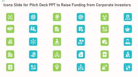 Icons Slide For Pitch Deck Ppt To Raise Funding From Corporate Investors Diagrams PDF