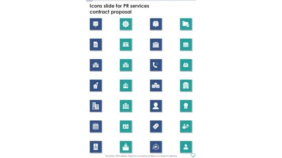 Icons Slide For Pr Services Contract Proposal One Pager Sample Example Document