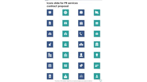 Icons Slide For Pr Services Contract Proposal One Pager Sample Example Document Icons Slide For Pr Services Contract Proposal One Pager Sample Example Document