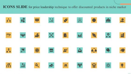 Icons Slide For Price Leadership Technique To Offer Discounted Products In Niche Market Professional PDF