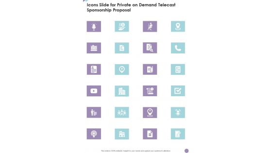 Icons Slide For Private On Demand Telecast Sponsorship Proposal One Pager Sample Example Document Icons Slide For Private On Demand Telecast Sponsorship Proposal One Pager Sample Example Document