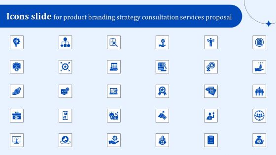 Icons Slide For Product Branding Strategy Consultation Services Proposal Guidelines PDF