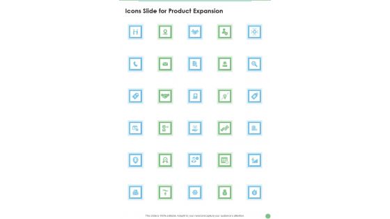 Icons Slide For Product Expansion One Pager Sample Example Document