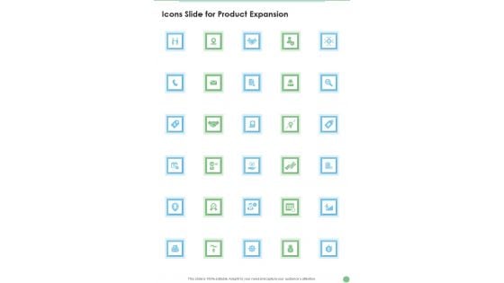 Icons Slide For Product Expansion One Pager Sample Example Document Icons Slide For Product Expansion One Pager Sample Example Document