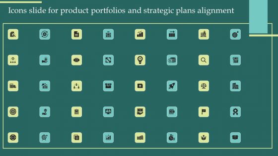 Icons Slide For Product Portfolios And Strategic Plans Alignment Topics PDF