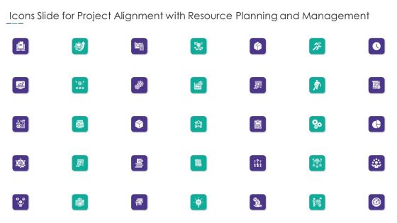 Icons Slide For Project Alignment With Resource Planning And Management Clipart PDF