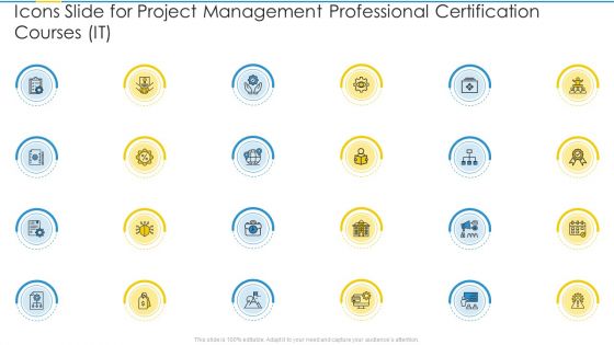 Icons Slide For Project Management Professional Certification Courses IT Portrait PDF