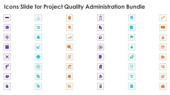 Icons Slide For Project Quality Administration Bundle Elements PDF