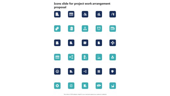 Icons Slide For Project Work Arrangement Proposal One Pager Sample Example Document