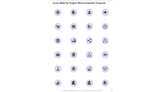 Icons Slide For Project Work Schedule Proposal One Pager Sample Example Document Icons Slide For Project Work Schedule Proposal One Pager Sample Example Document
