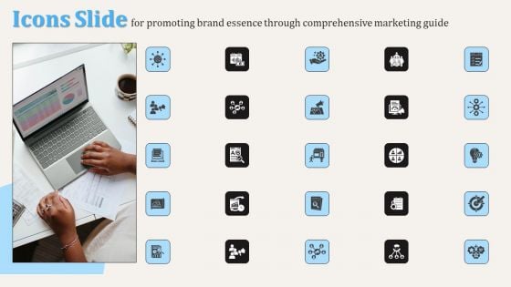 Icons Slide For Promoting Brand Essence Through Comprehensive Marketing Guide Graphics PDF