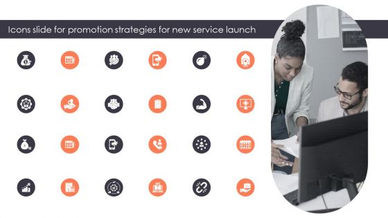 Icons Slide For Promotion Strategies For New Service Launch Clipart PDF