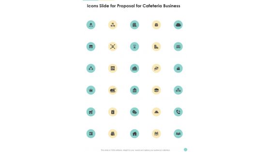 Icons Slide For Proposal For Cafeteria Business One Pager Sample Example Document Icons Slide For Proposal For Cafeteria Business One Pager Sample Example Document