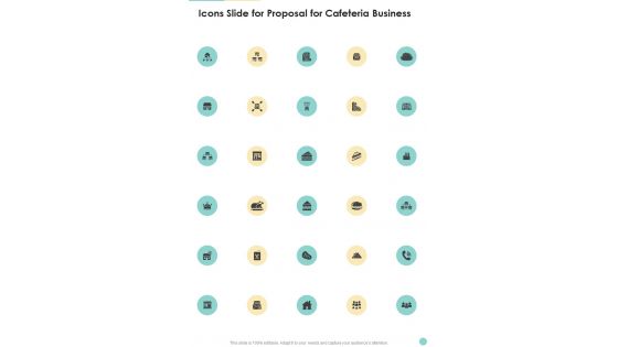 Icons Slide For Proposal For Cafeteria Business One Pager Sample Example Document