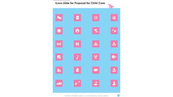 Icons Slide For Proposal For Child Care One Pager Sample Example Document Icons Slide For Proposal For Child Care One Pager Sample Example Document