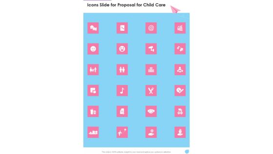 Icons Slide For Proposal For Child Care One Pager Sample Example Document