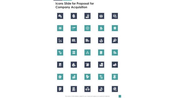 Icons Slide For Proposal For Company Acquisition One Pager Sample Example Document Icons Slide For Proposal For Company Acquisition One Pager Sample Example Document