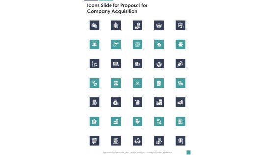 Icons Slide For Proposal For Company Acquisition One Pager Sample Example Document