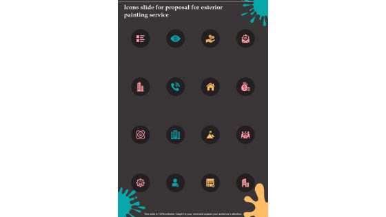 Icons Slide For Proposal For Exterior Painting Service One Pager Sample Example Document Icons Slide For Proposal For Exterior Painting Service One Pager Sample Example Document