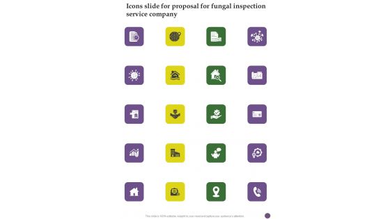Icons Slide For Proposal For Fungal Inspection Service Company One Pager Sample Example Document Icons Slide For Proposal For Fungal Inspection Service Company One Pager Sample Example Document