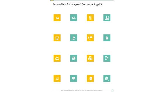 Icons Slide For Proposal For Preparing JD One Pager Sample Example Document Icons Slide For Proposal For Preparing JD One Pager Sample Example Document