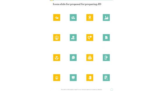 Icons Slide For Proposal For Preparing JD One Pager Sample Example Document