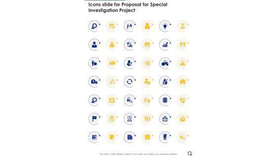 Icons Slide For Proposal For Special Investigation Project One Pager Sample Example Document Icons Slide For Proposal For Special Investigation Project One Pager Sample Example Document
