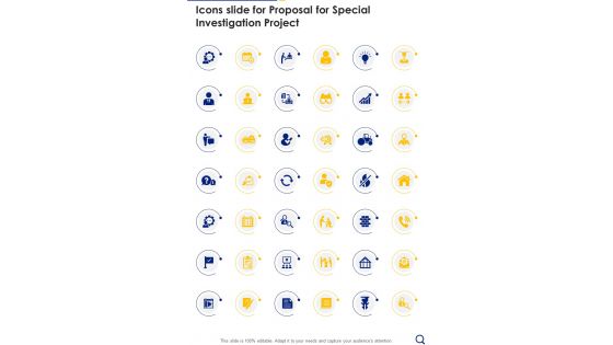 Icons Slide For Proposal For Special Investigation Project One Pager Sample Example Document