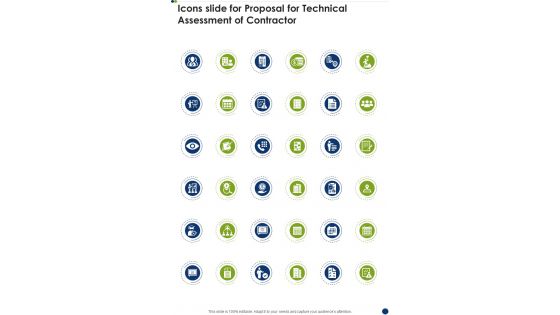 Icons Slide For Proposal For Technical Assessment Of Contractor One Pager Sample Example Document