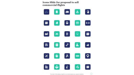 Icons Slide For Proposal To Sell Commercial Flights One Pager Sample Example Document