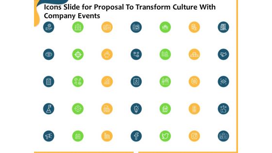 Icons Slide For Proposal To Transform Culture With Company Events Ppt Slides Templates PDF