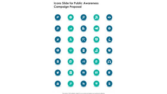 Icons Slide For Public Awareness Campaign Proposal One Pager Sample Example Document Icons Slide For Public Awareness Campaign Proposal One Pager Sample Example Document